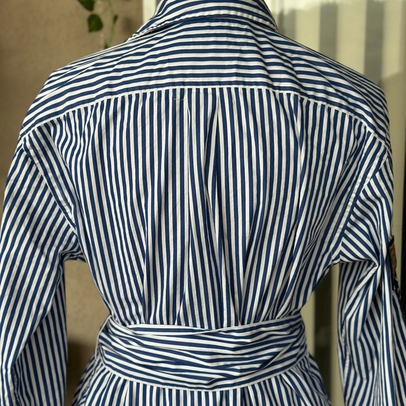 Polo by Ralph Lauren Striped Asymmetrical Shirt Dress with pockets and Patches - Picture 7 of 15